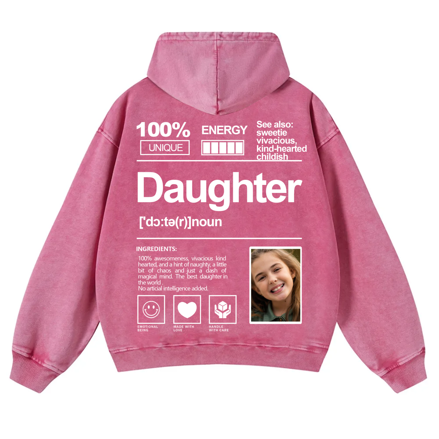 Addcustom Photo family Vintage Washed Hoodie