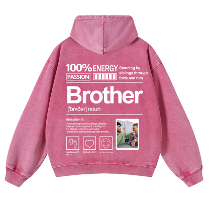 Addcustom Photo Brother Vintage Washed Hoodie