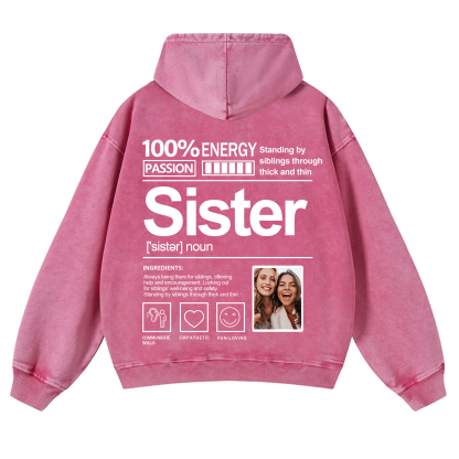 Addcustom Photo Sister Vintage Washed Hoodie