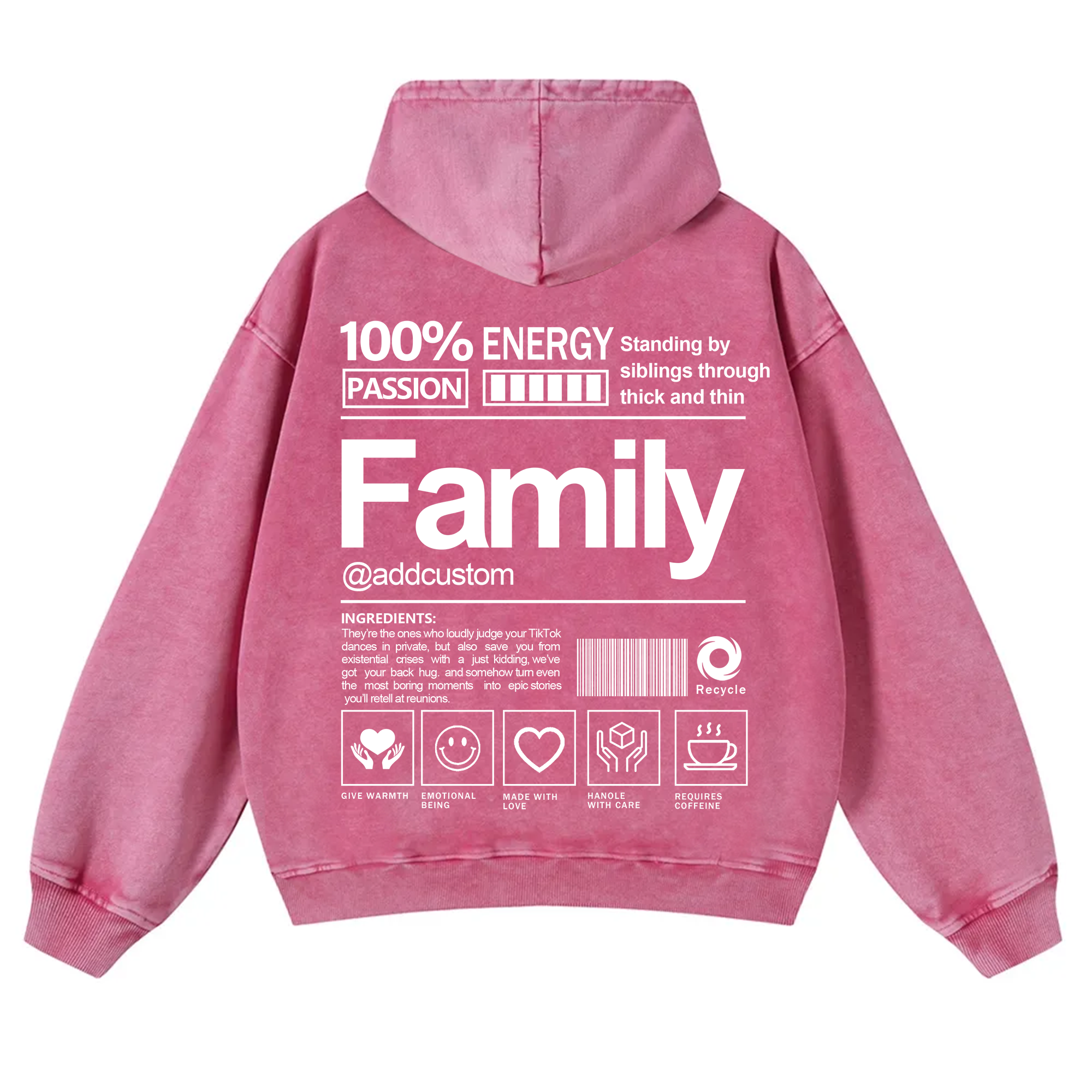 Family Addcustom  Vintage Washed Hoodie