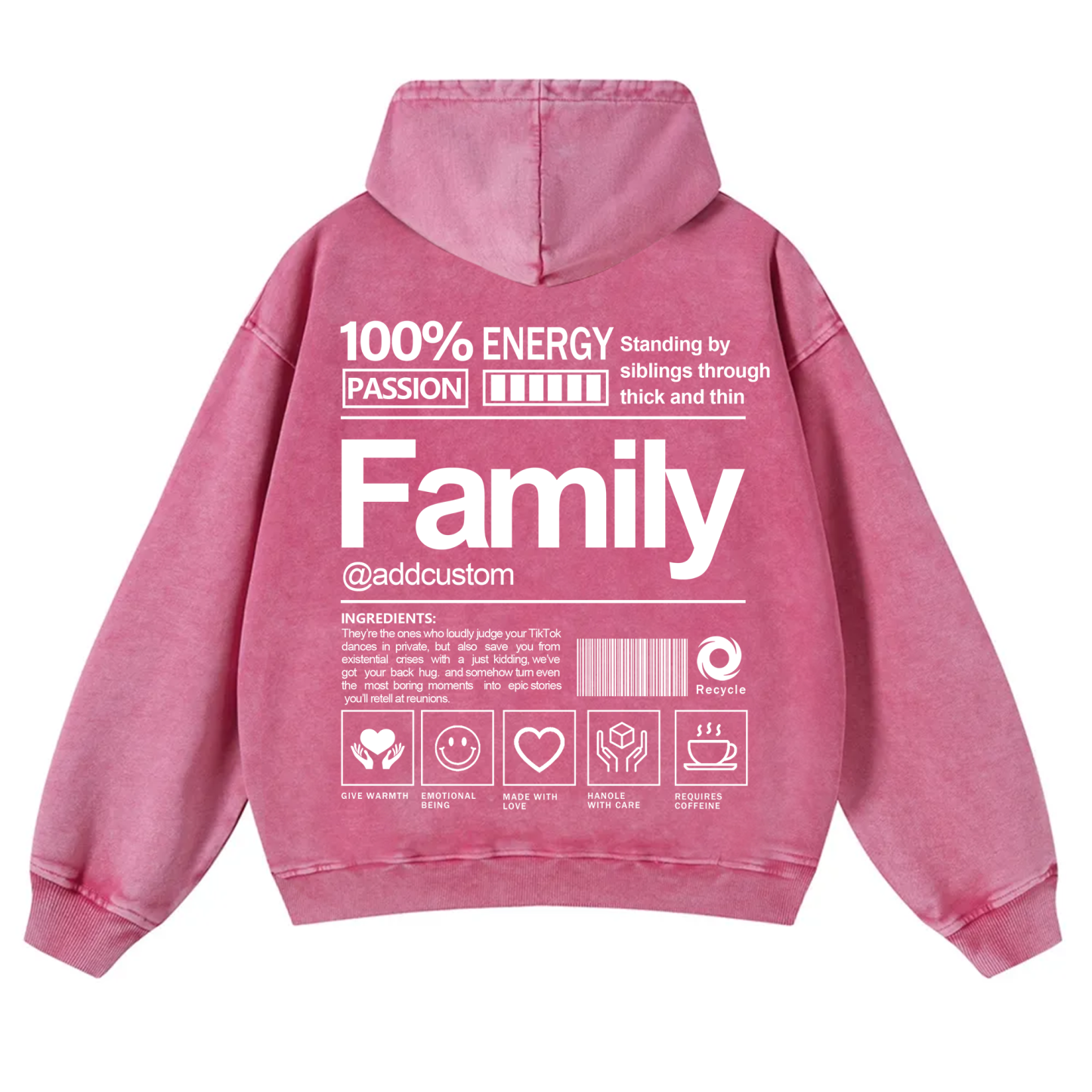 Family Addcustom  Vintage Washed Hoodie