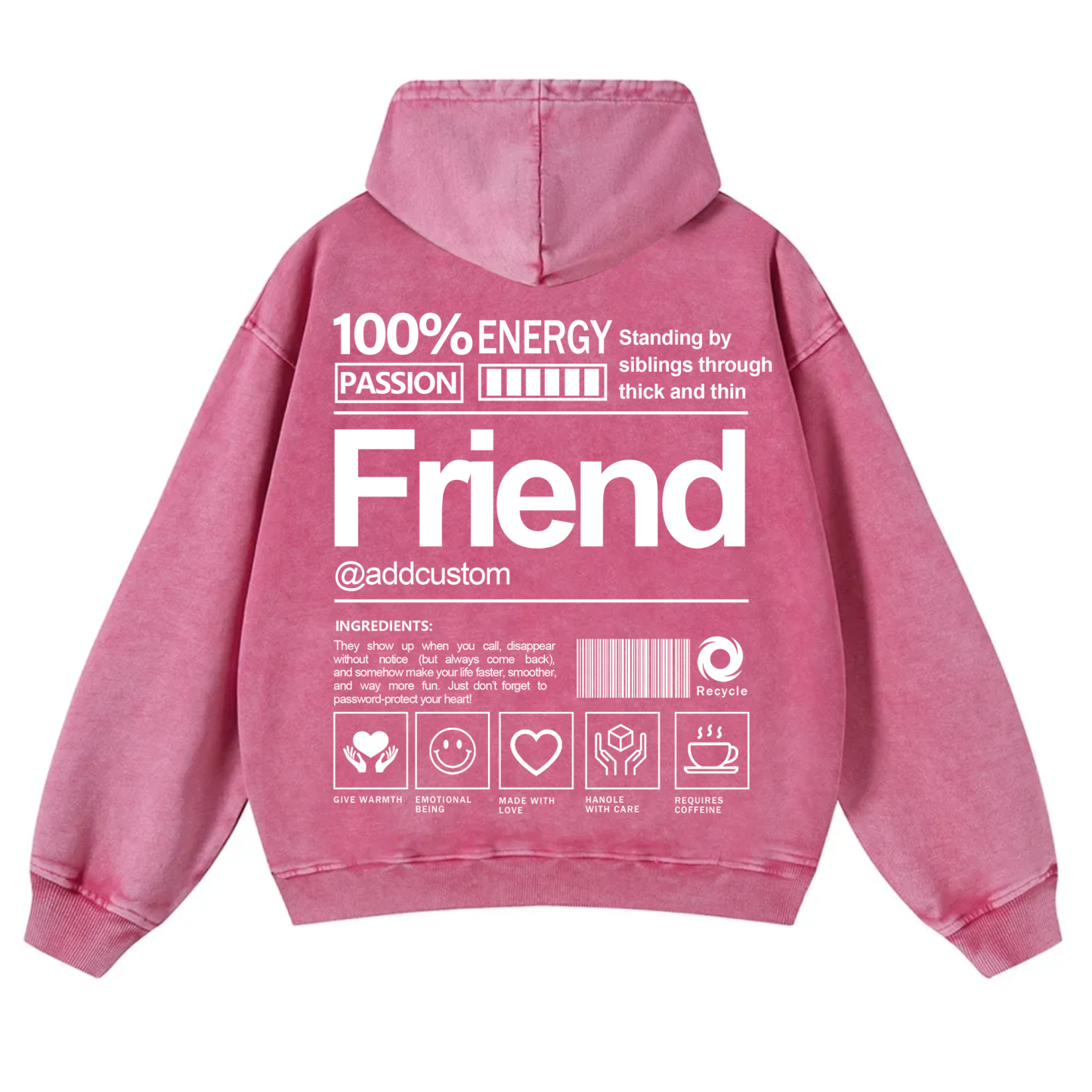 Friend Addcustom  Vintage Washed Hoodie