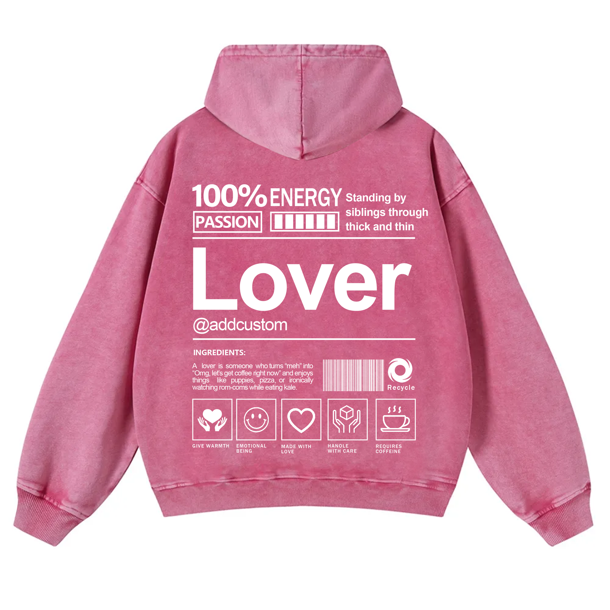 Lover Addcustom  Vintage Washed Hoodie