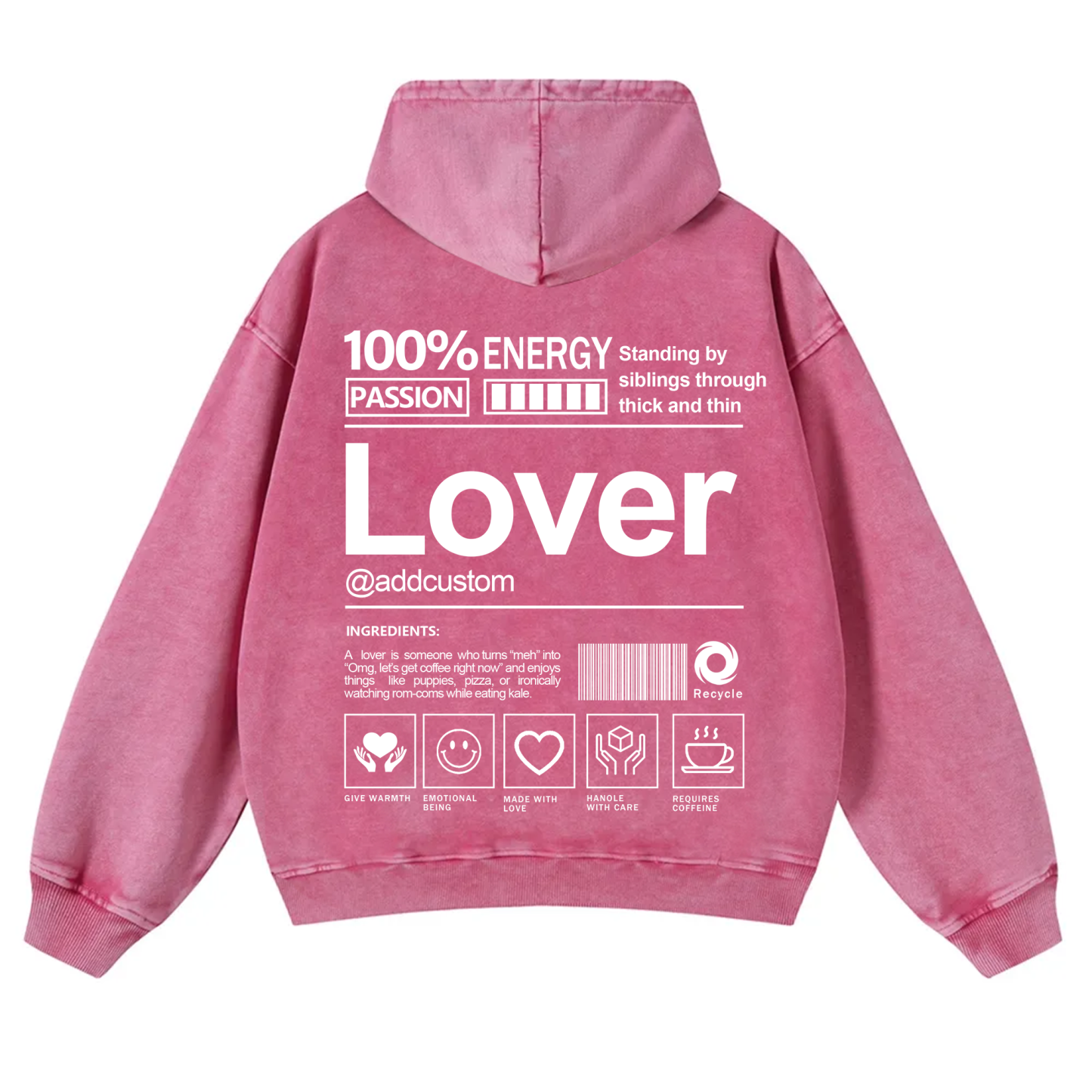 Lover Addcustom  Vintage Washed Hoodie