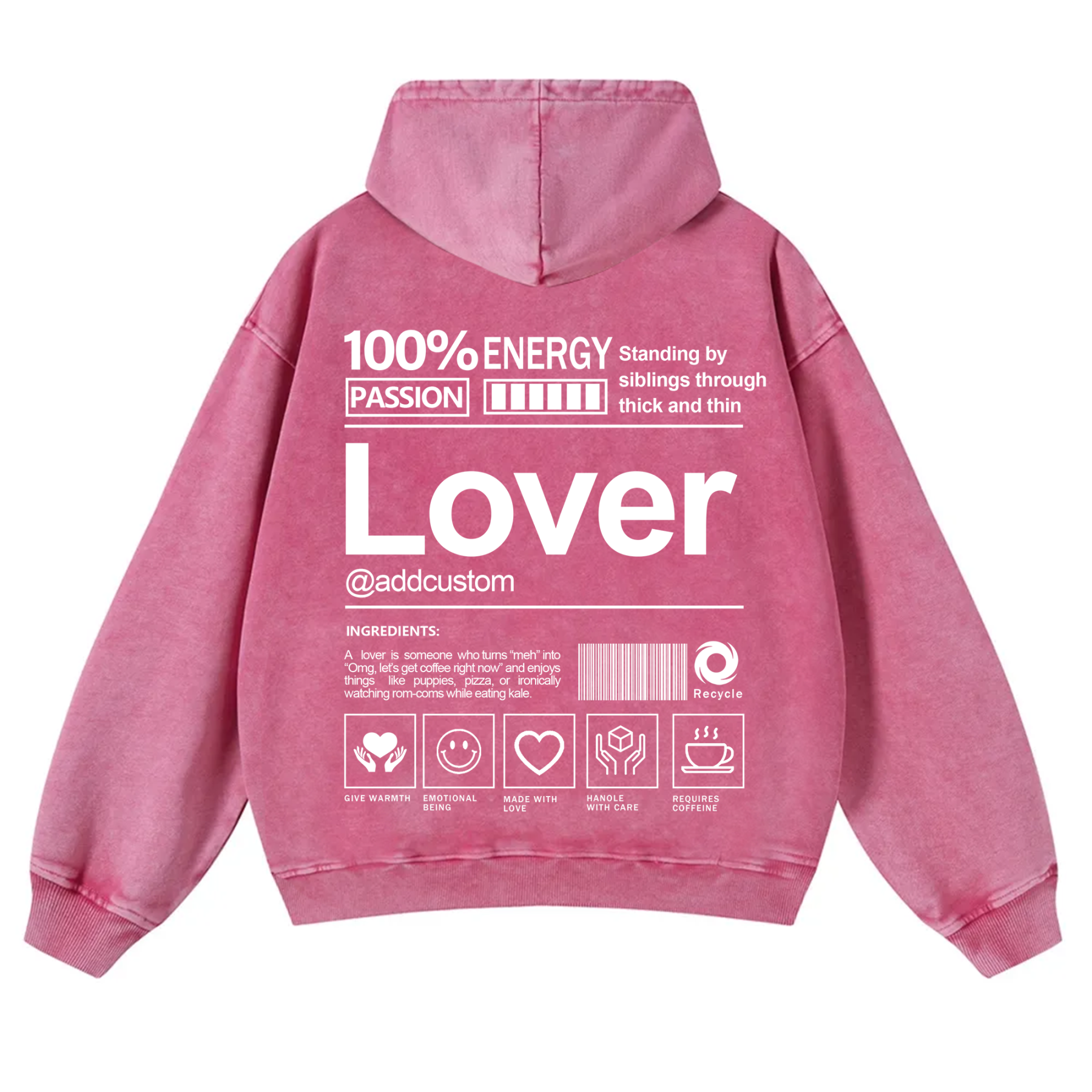 Lover Addcustom  Vintage Washed Hoodie