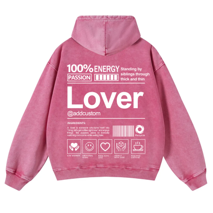 Lover Addcustom  Vintage Washed Hoodie