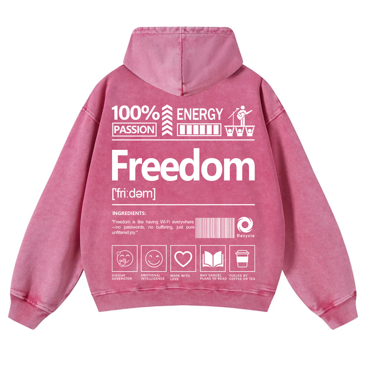 Freedom Unisex Fit Vintage Washed Hoodie