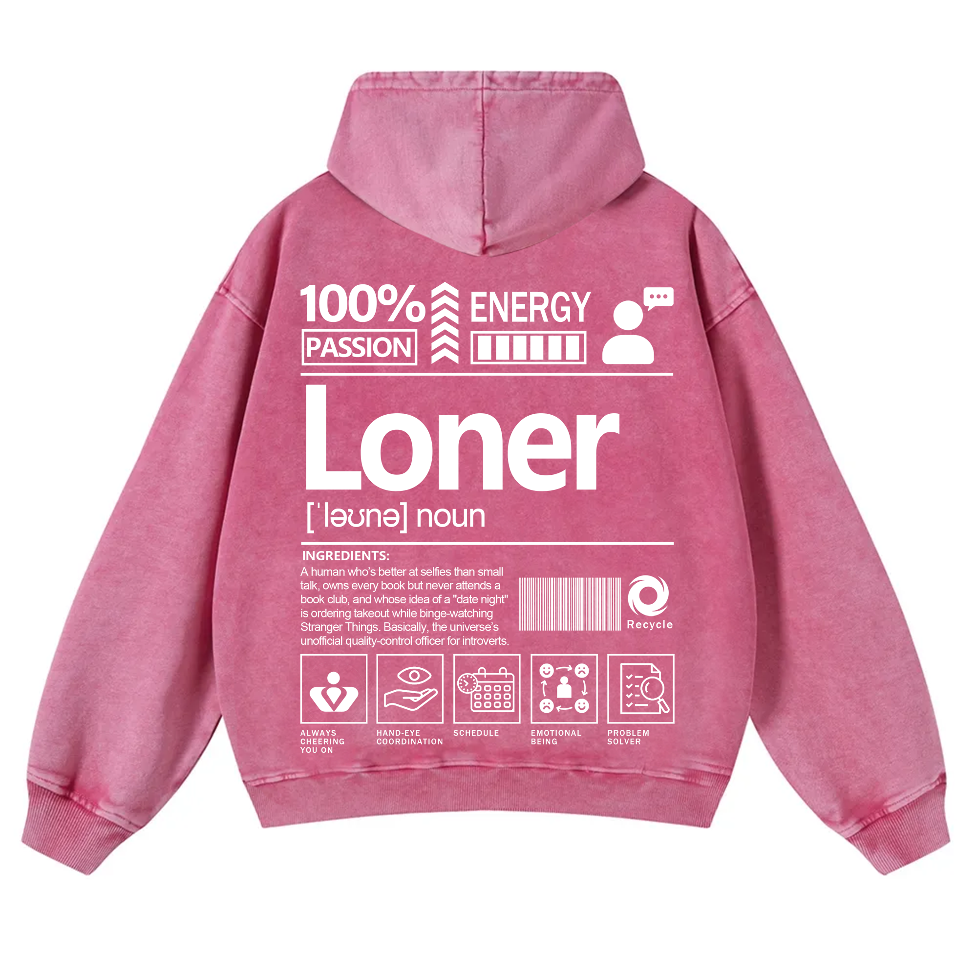 Loner Unisex Fit Vintage Washed Hoodie