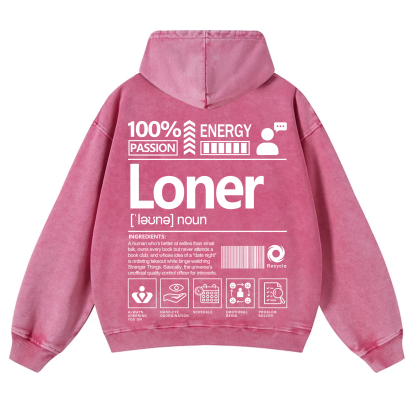 Loner Unisex Fit Vintage Washed Hoodie