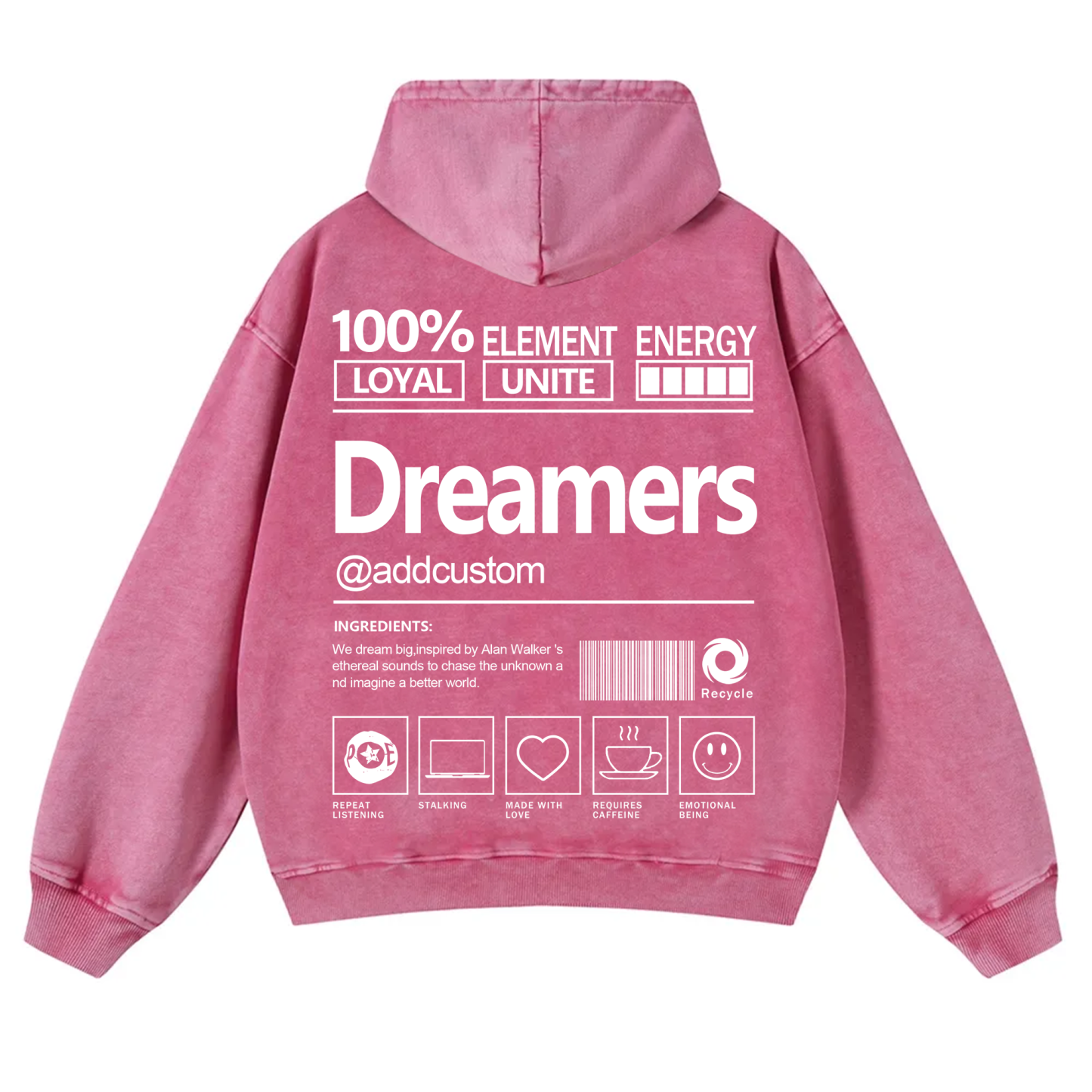Dreamers Addcustom Unisex Fit Vintage Washed Hoodie