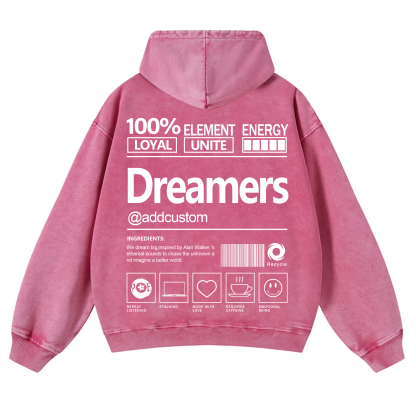 Dreamers Addcustom Unisex Fit Vintage Washed Hoodie