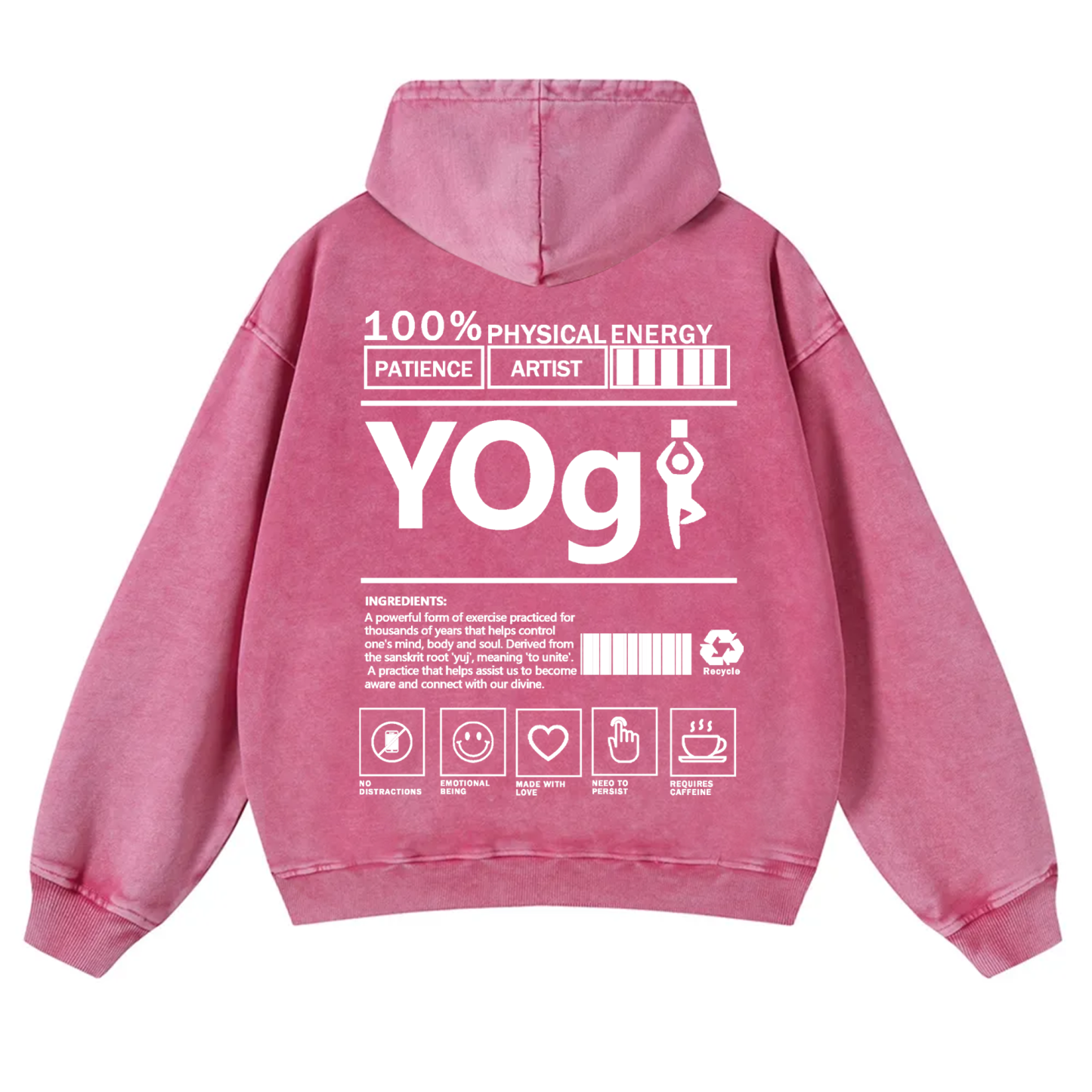 Yogi Solid Color Unisex Washed Hoodie