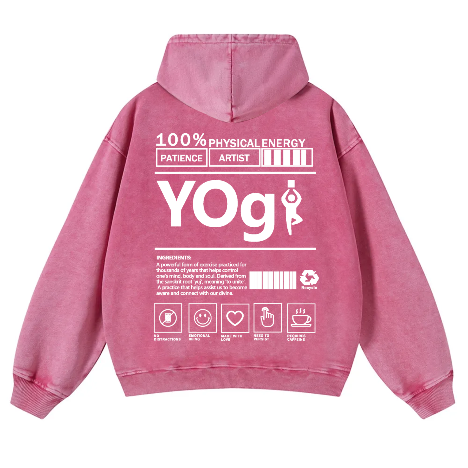 Yogi Solid Color Unisex Washed Hoodie