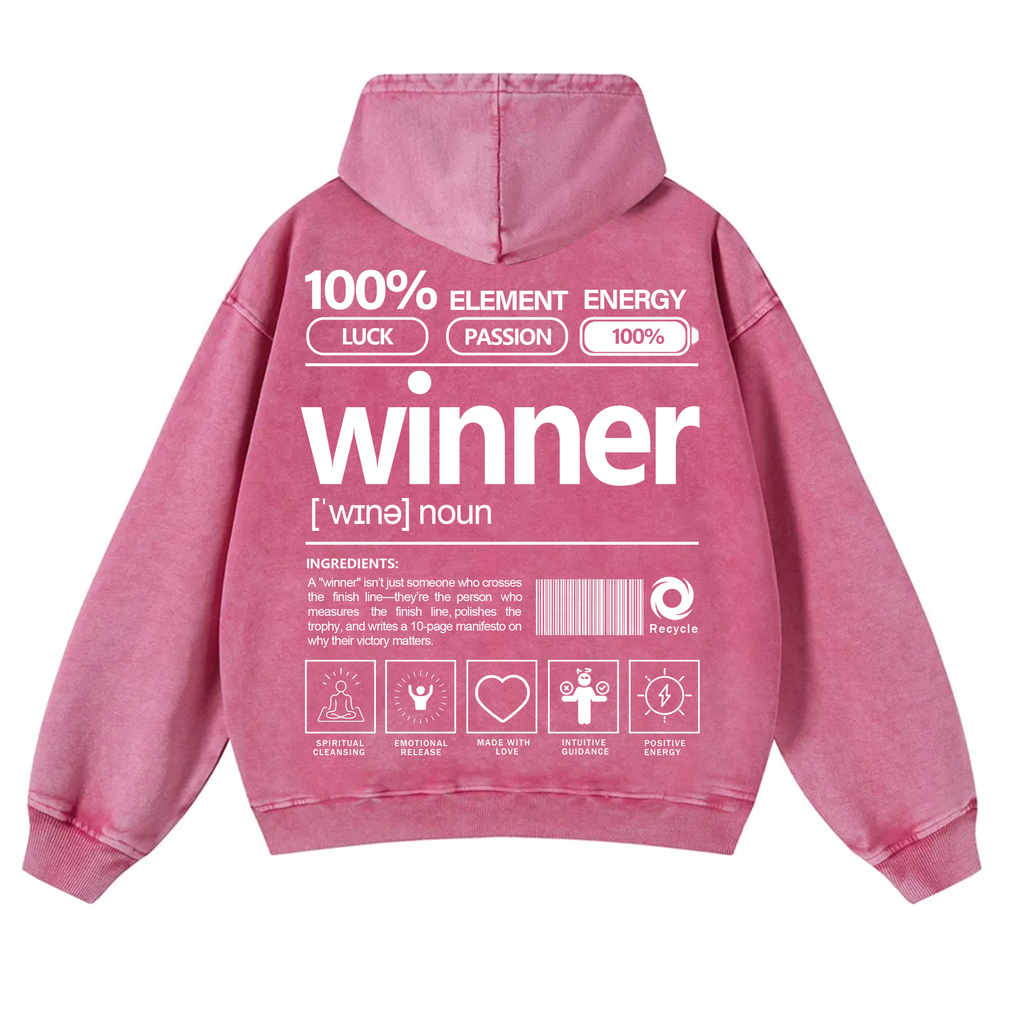 Winner Unisex Fit Vintage Washed Hoodie