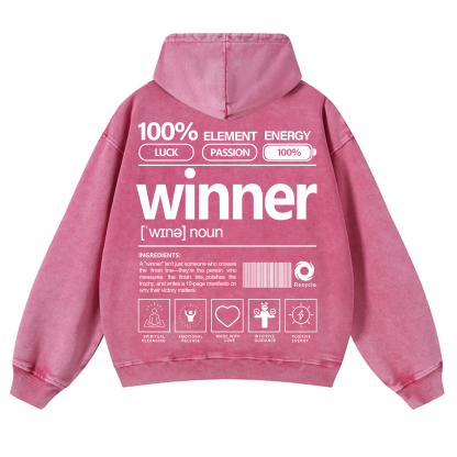 Winner Unisex Fit Vintage Washed Hoodie