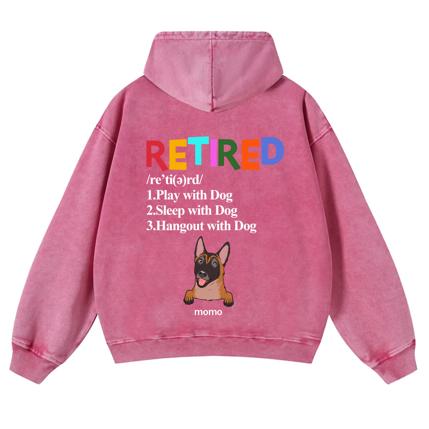 Retired,Play With Dog - Personalized Custom Unisex Washed Hoodie