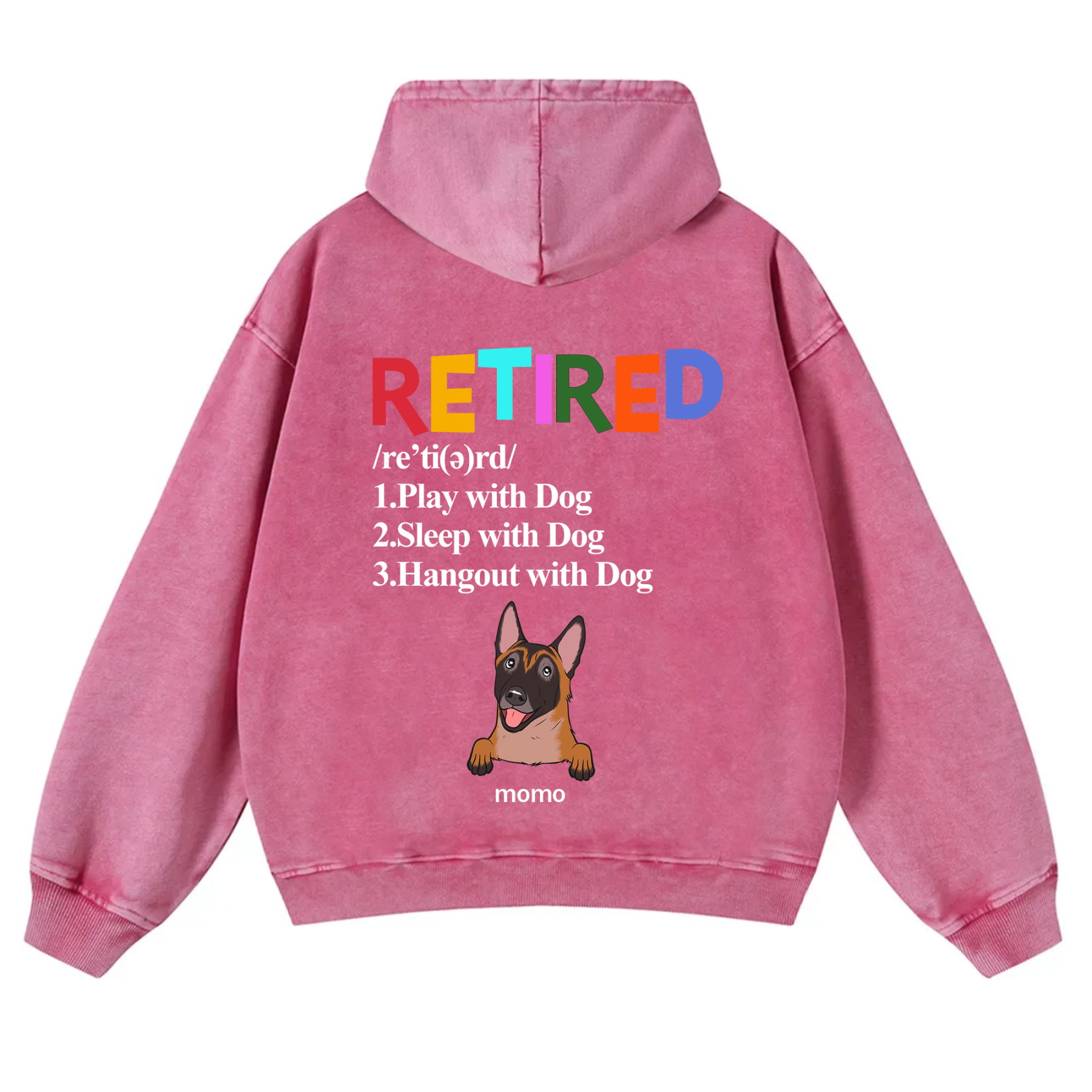 Retired,Play With Dog - Personalized Custom Unisex Washed Hoodie