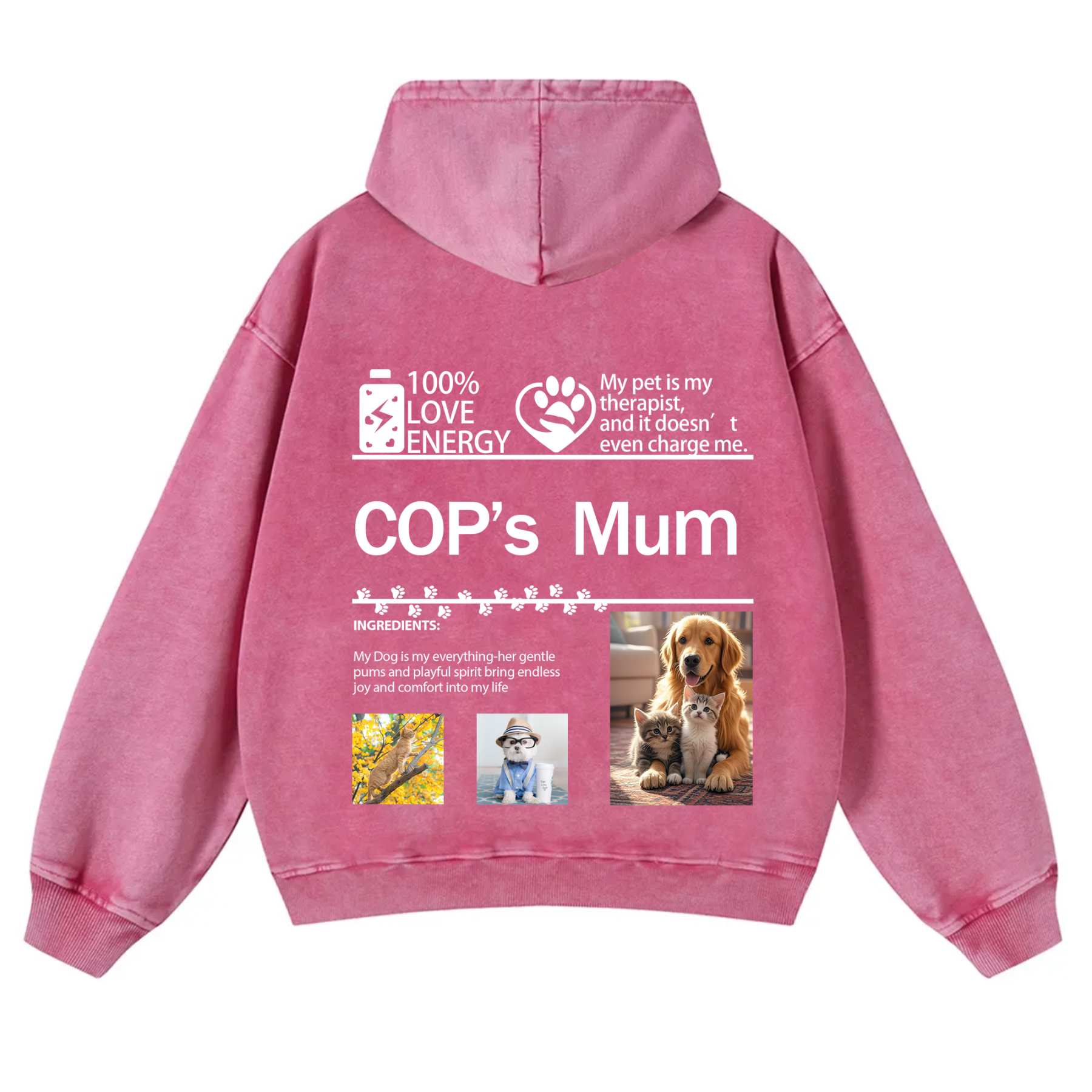 Pet Photo Creative Customized Unisex Washed Hoodie