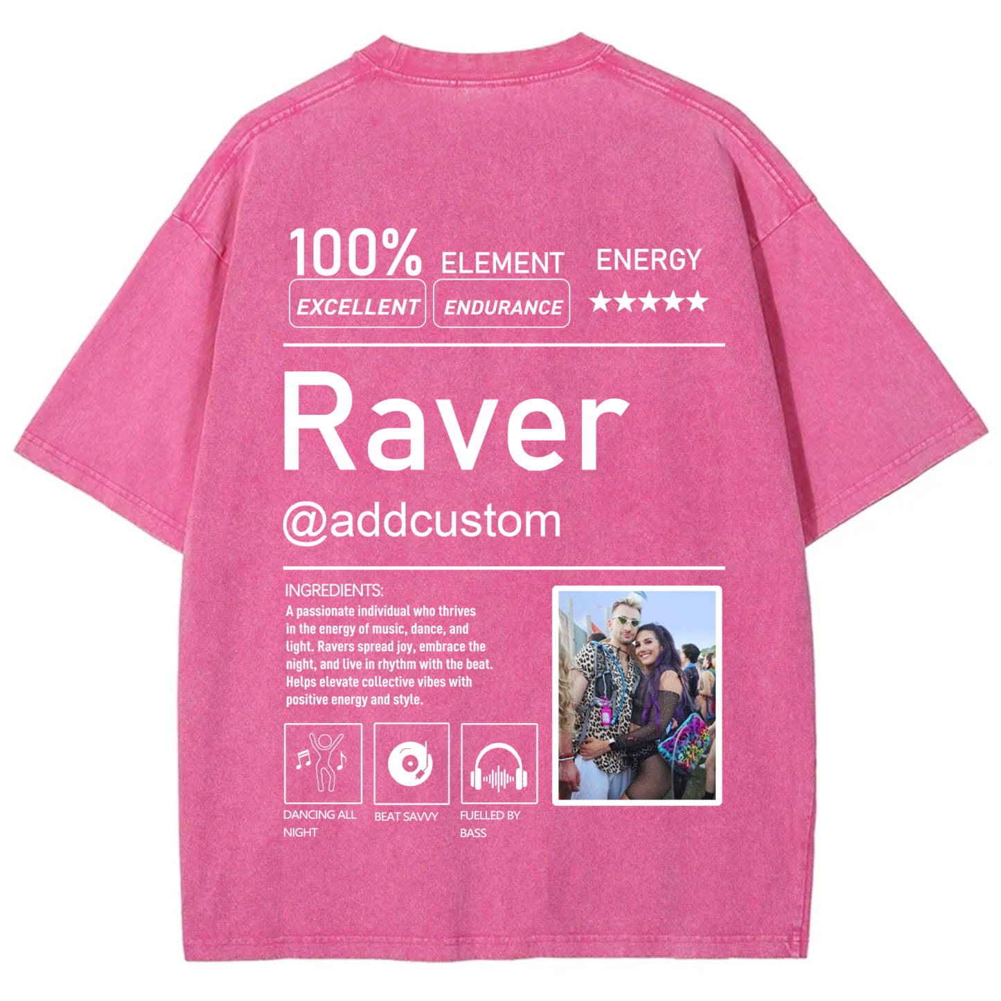 Addcustom  Photo Raver Unisex Fit Washed T-Shirt wearishow
