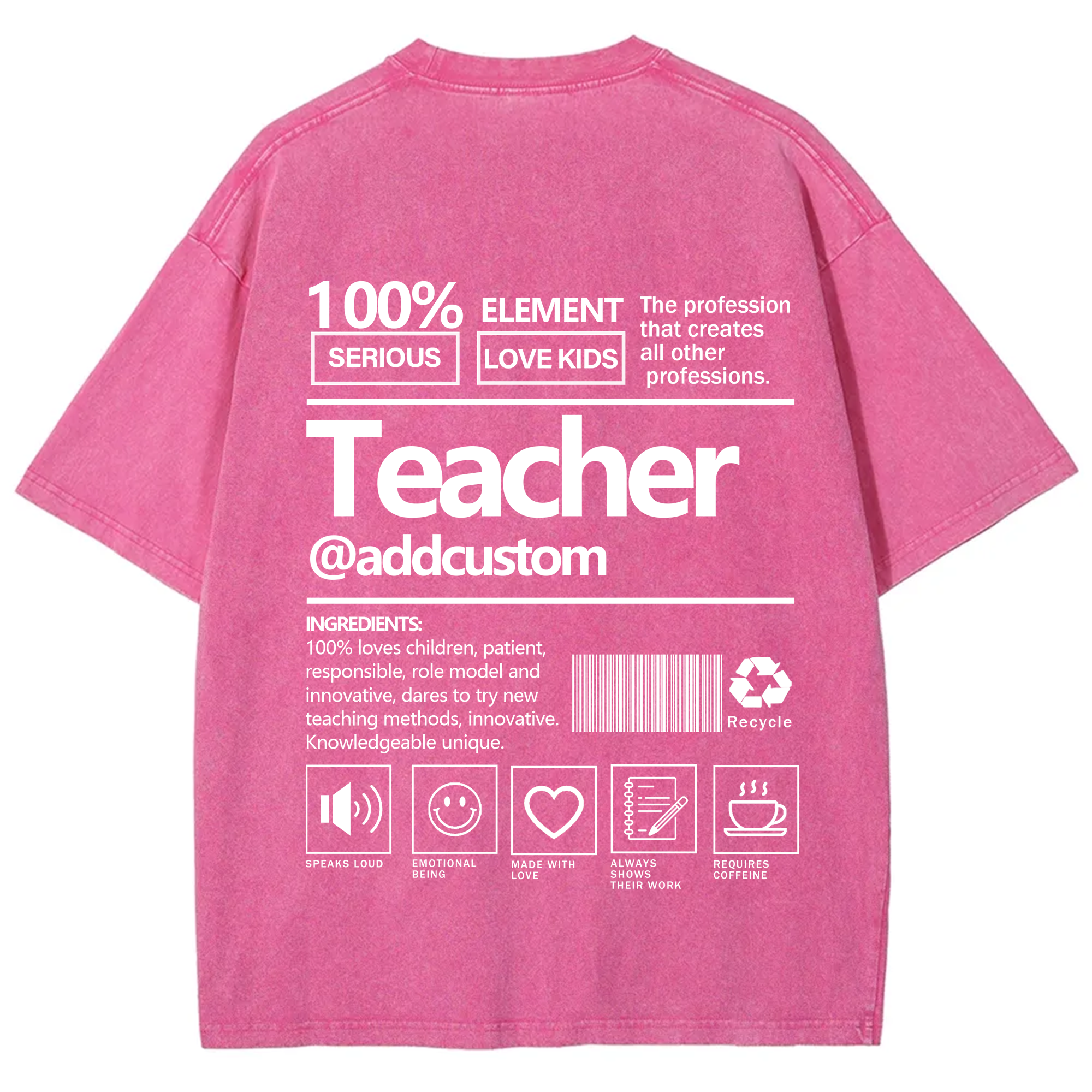 Teacher Addcustom Unisex Fit Washed T-Shirt wearishow