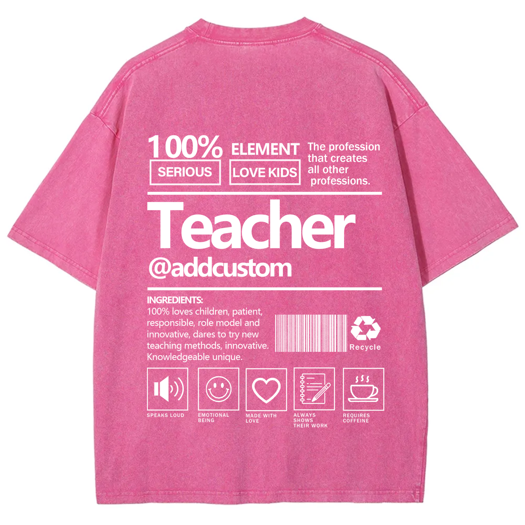 Teacher Addcustom Unisex Fit Washed T-Shirt wearishow