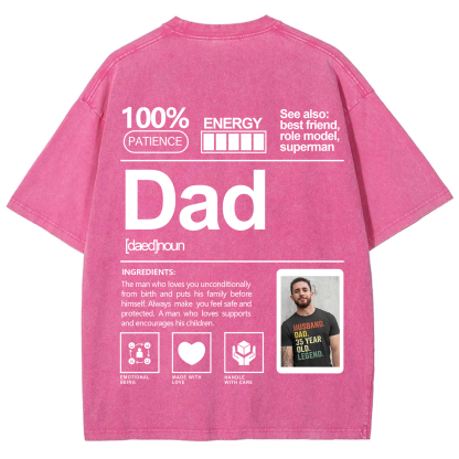 Addcustom Photo Dad Washed T-Shirt