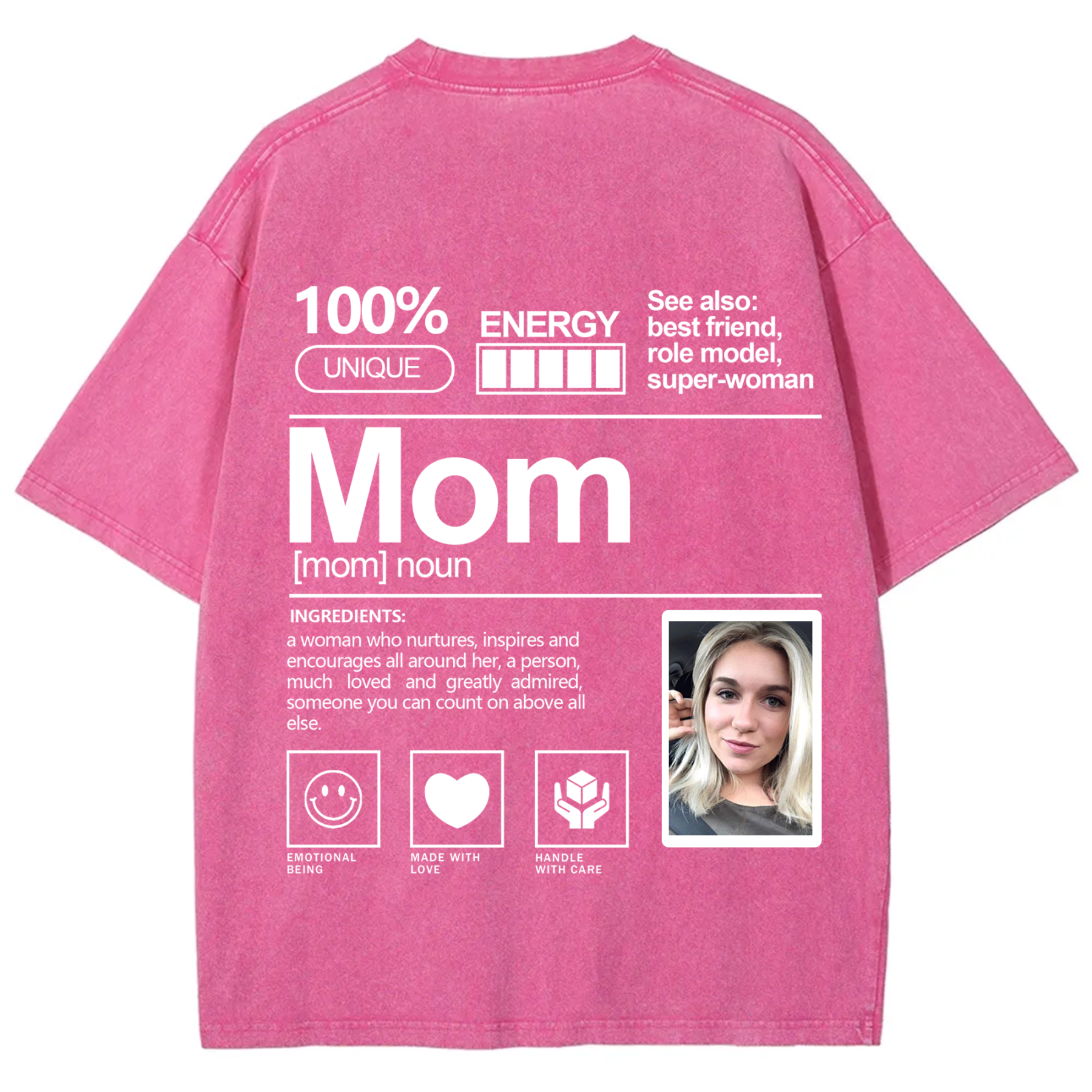 Addcustom Photo Mom Washed T-Shirt