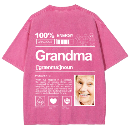 Addcustom Photo Grandma Washed T-Shirt