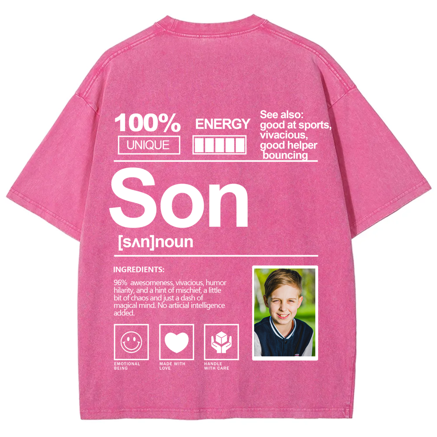 Addcustom Photo Son Washed T-Shirt