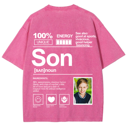 Addcustom Photo Son Washed T-Shirt
