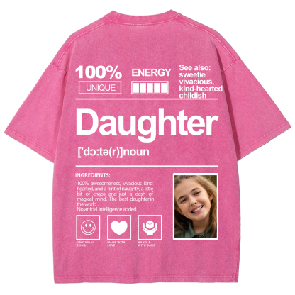 Addcustom Photo Daughter Washed T-Shirt