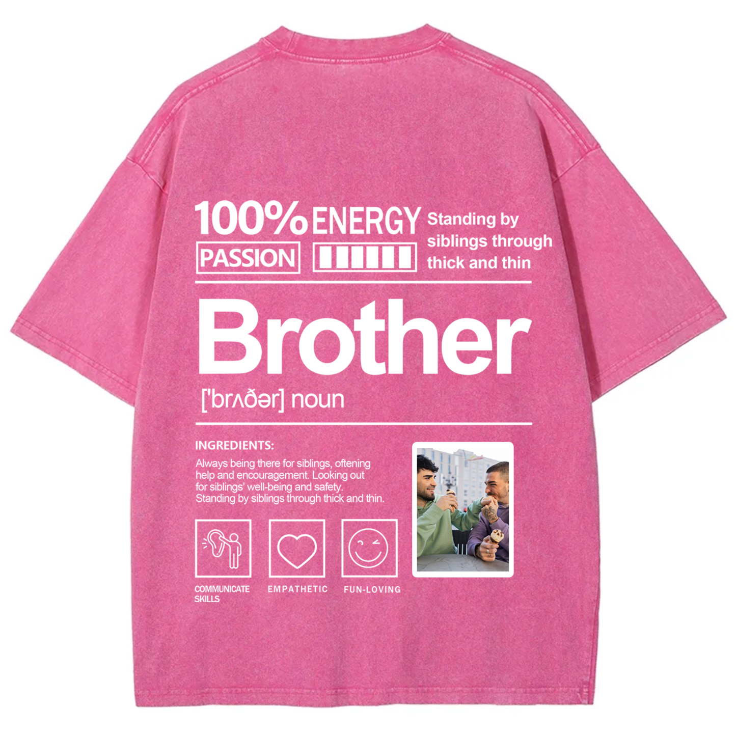 Addcustom Photo Brother Washed T-Shirt