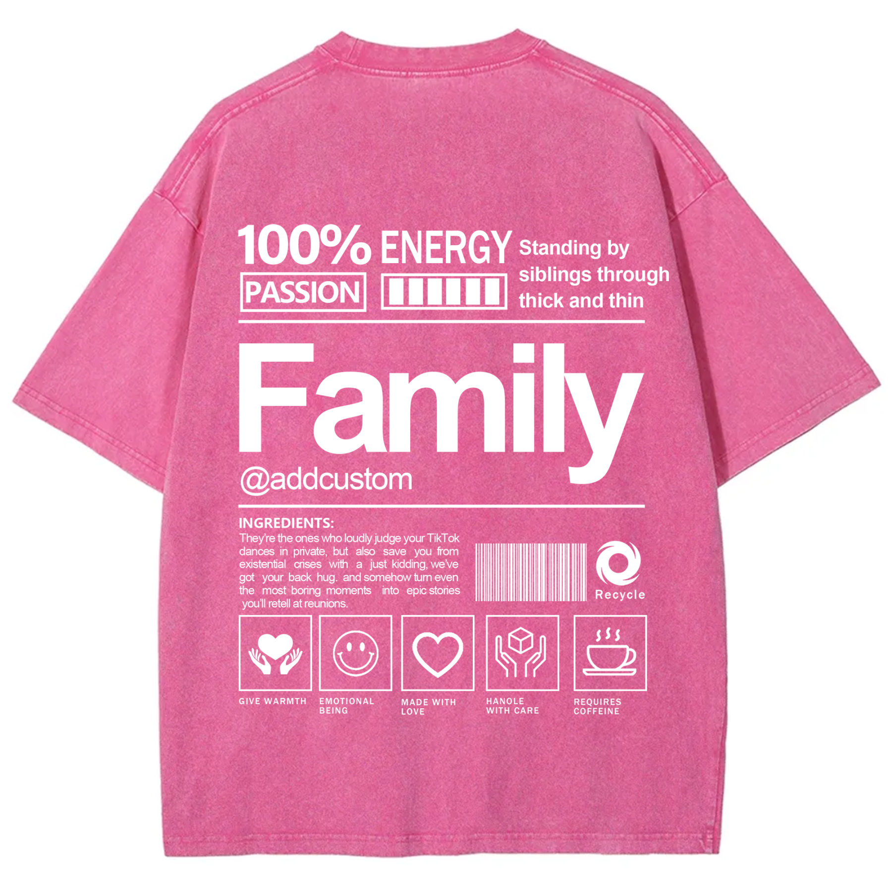 Family Addcustom Washed T-Shirt