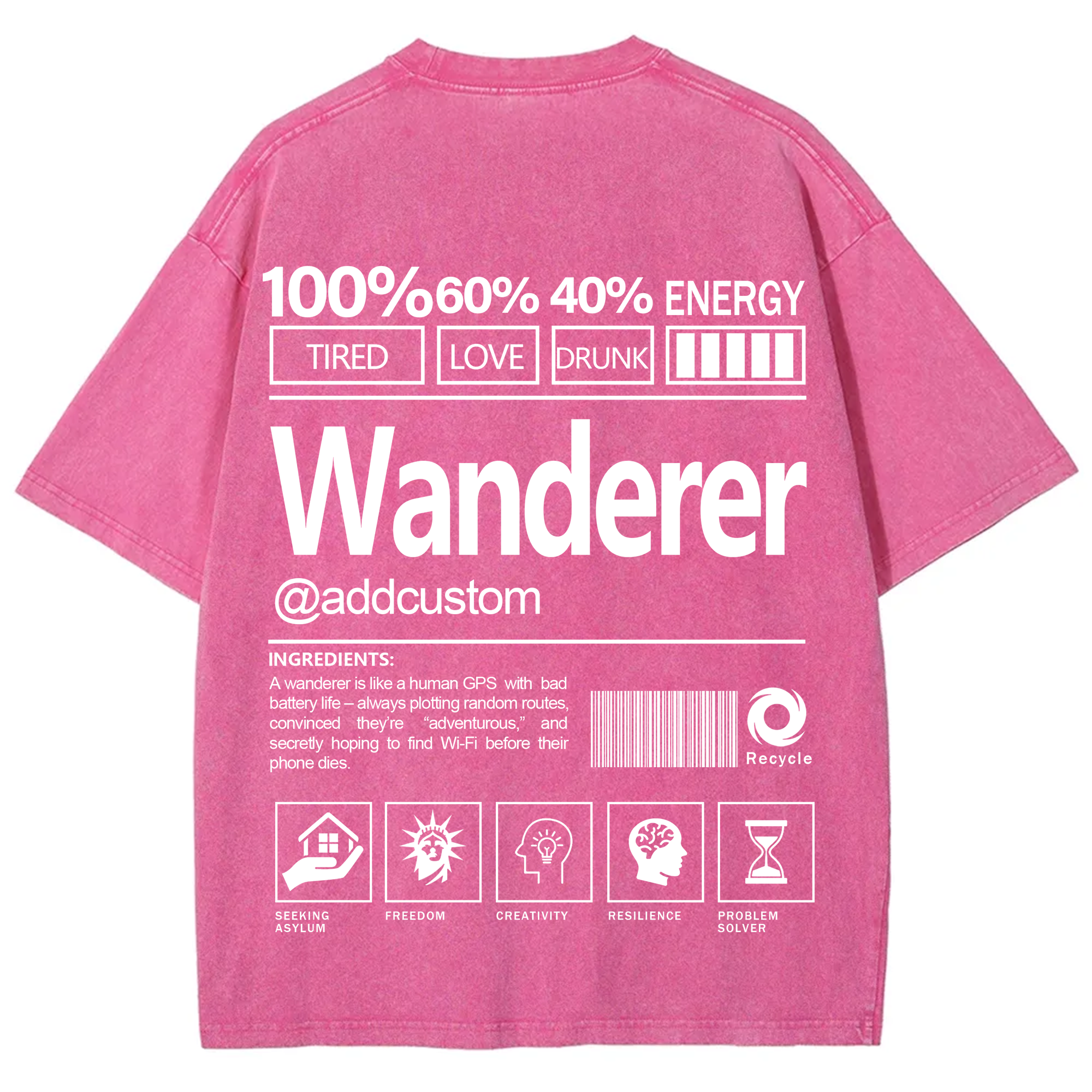Wanderer Addcustom Unisex Fit Washed T-Shirt