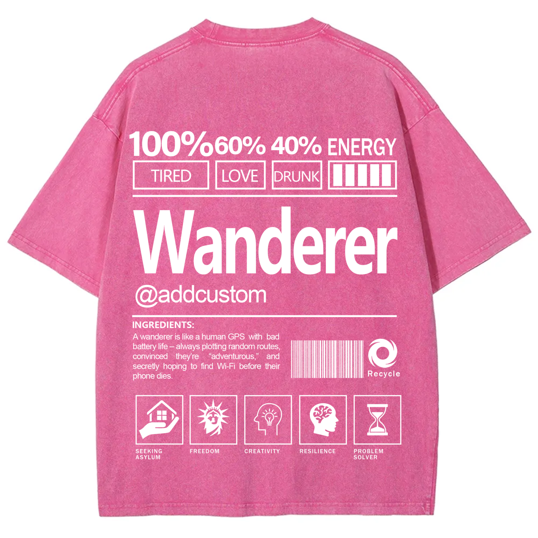 Wanderer Addcustom Unisex Fit Washed T-Shirt