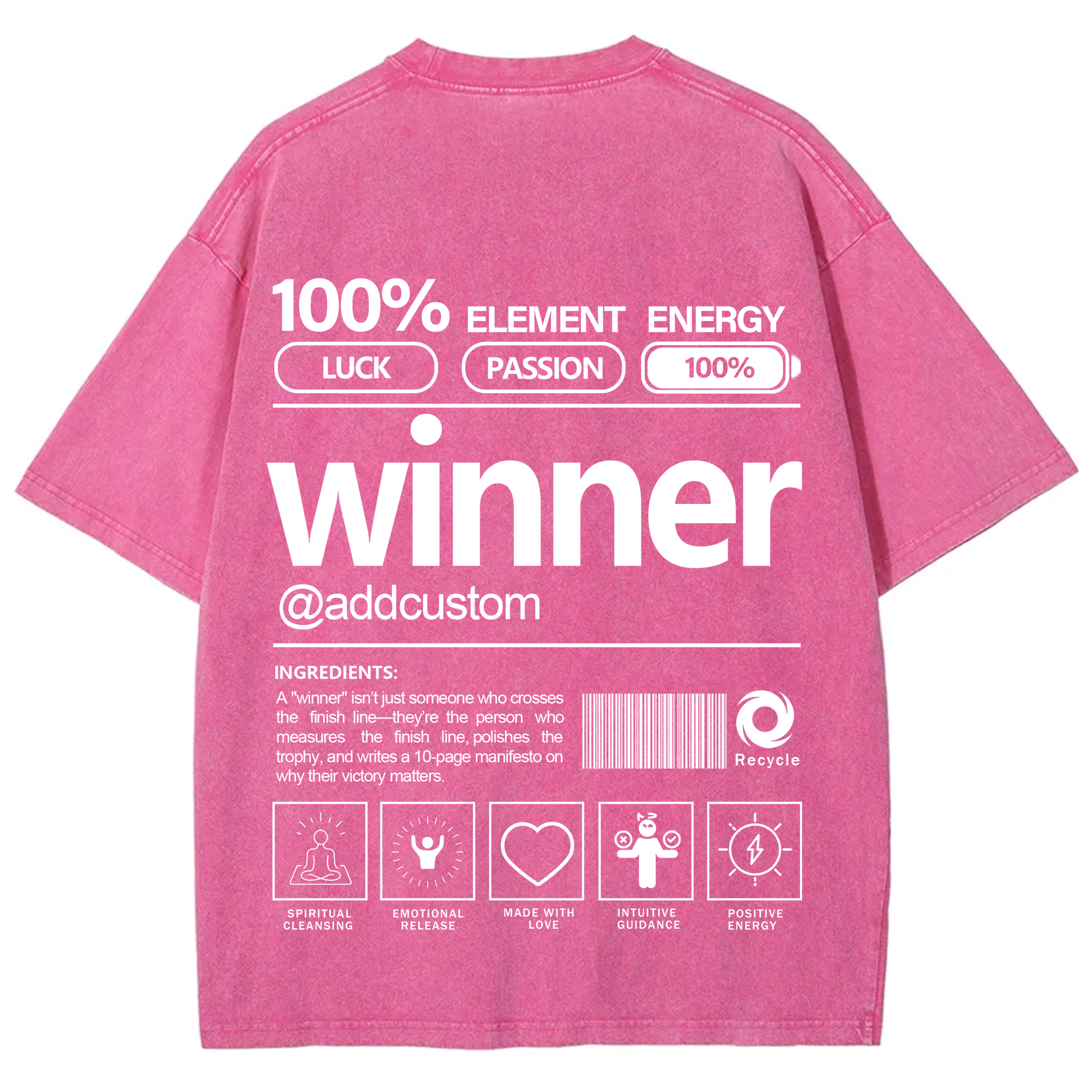 Winner Addcustom Unisex Fit Washed T-Shirt