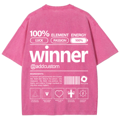 Winner Addcustom Unisex Fit Washed T-Shirt