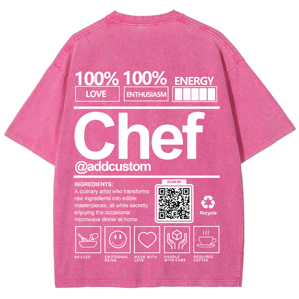 Chef Addcustom QR Code Unisex Fit Washed T-Shirt