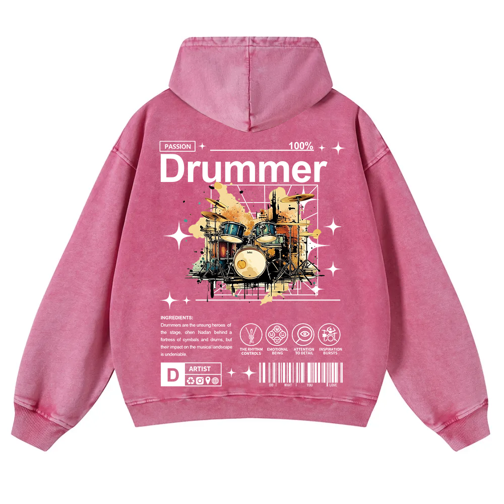 Drummer Washed Hoodie wearishow