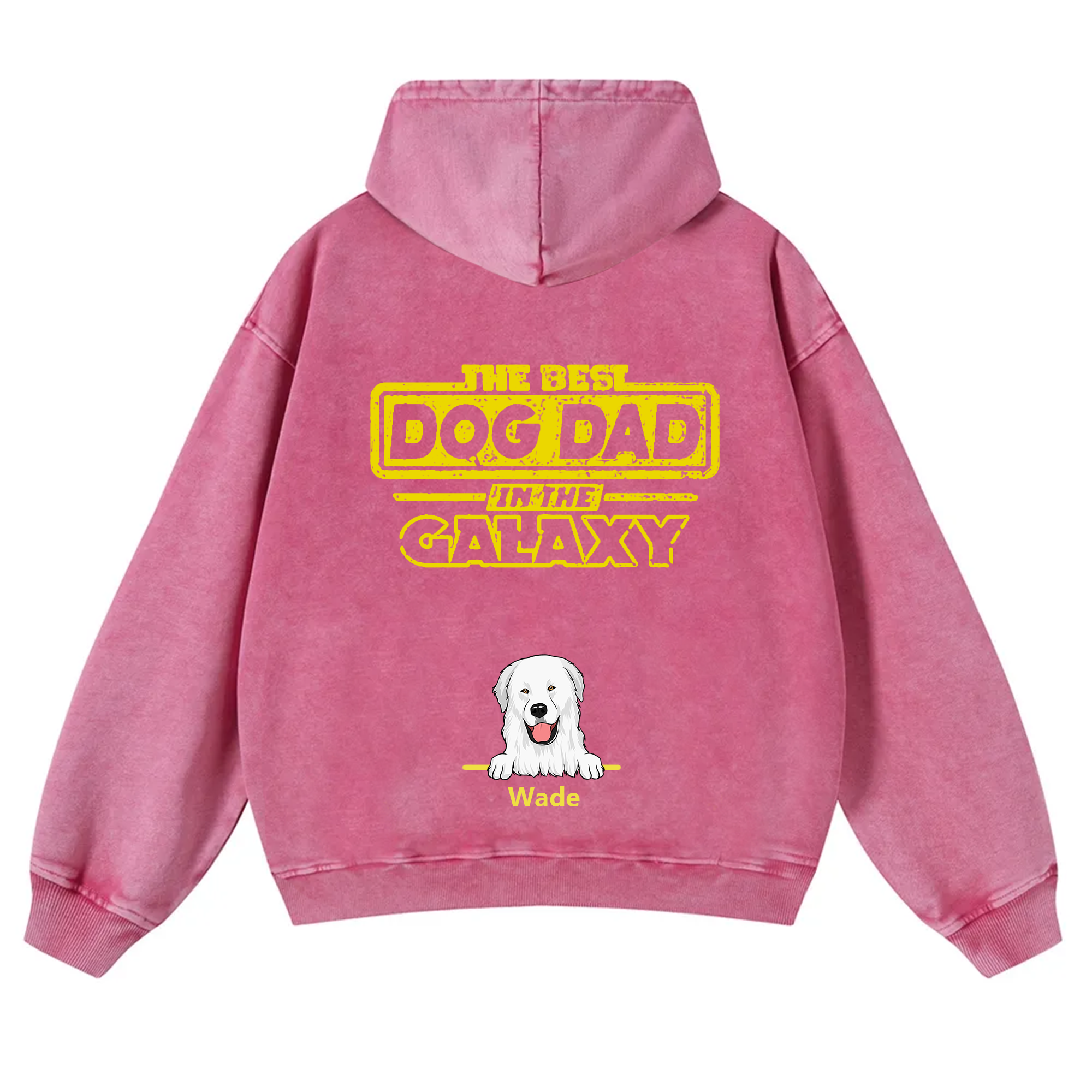 The Best Dog Dad In The Galaxy - Personalized Custom Unisex Washed Hoodie