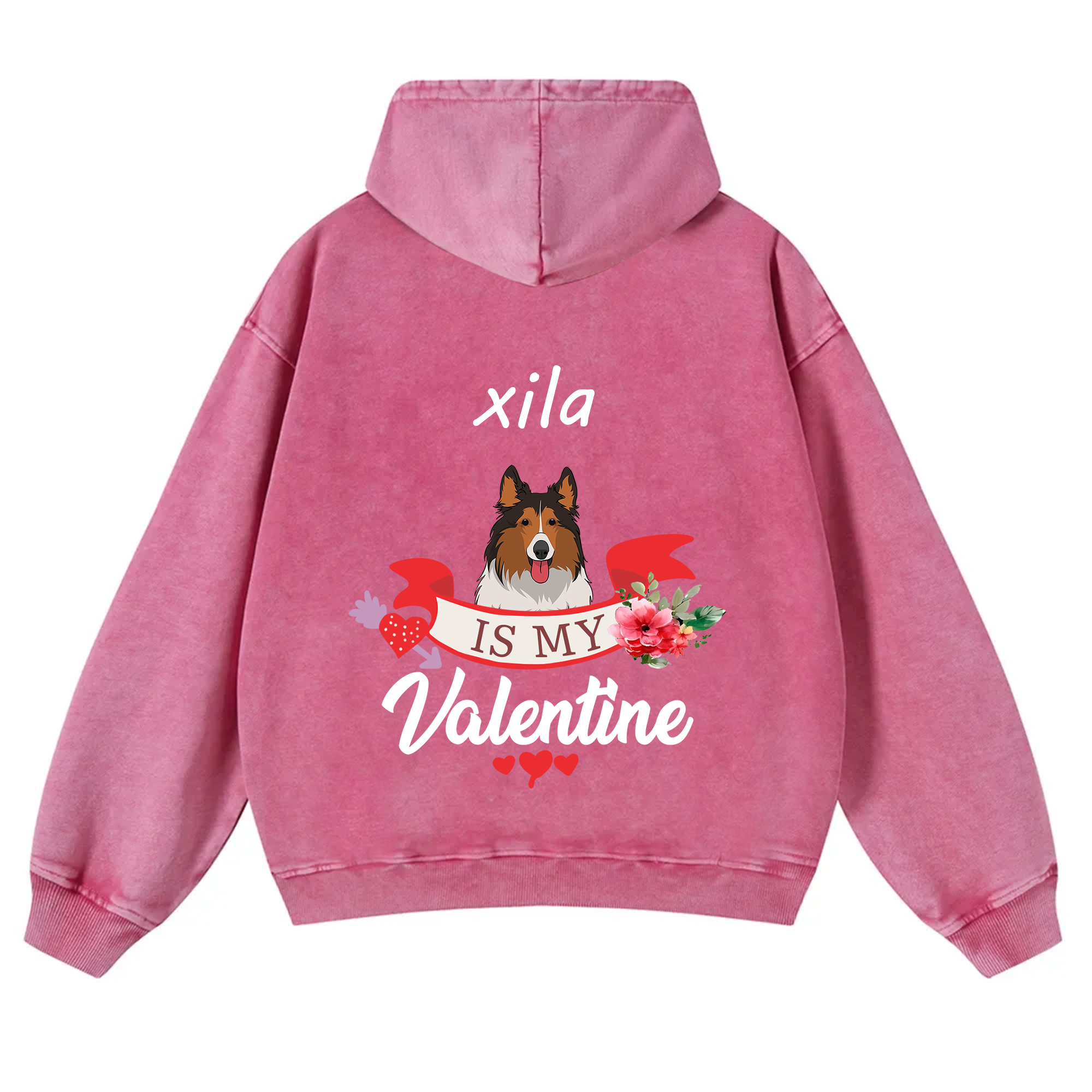 My Dog Is My Valentine Lover - Personalized Custom Unisex Washed Hoodie