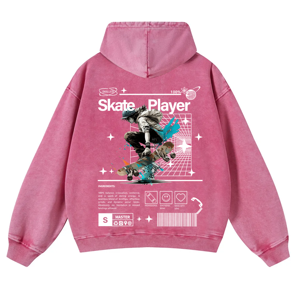 Skate Player  Washed Hoodie wearishow