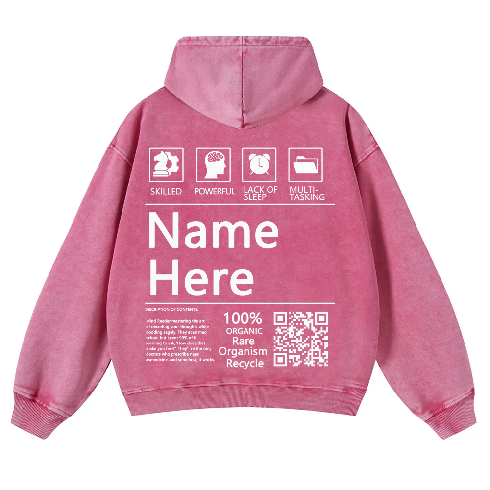 QR Code Customized Unisex Fit Washed Hoodie