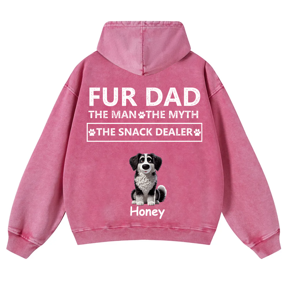 Fur Dad The Man The Myth The Snack Dealer - Personalized Custom Unisex Washed Hoodie
