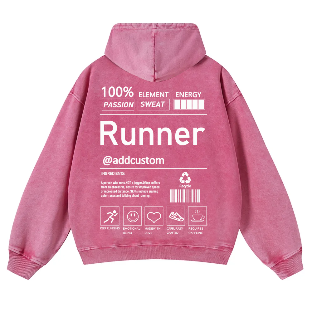Addcustom Runner Casual Washed Hoodie