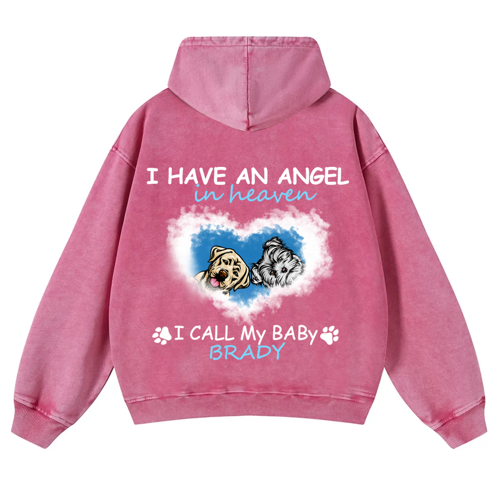 Have An Angel In Heaven - Personalized Custom Unisex Washed Hoodie wearishow