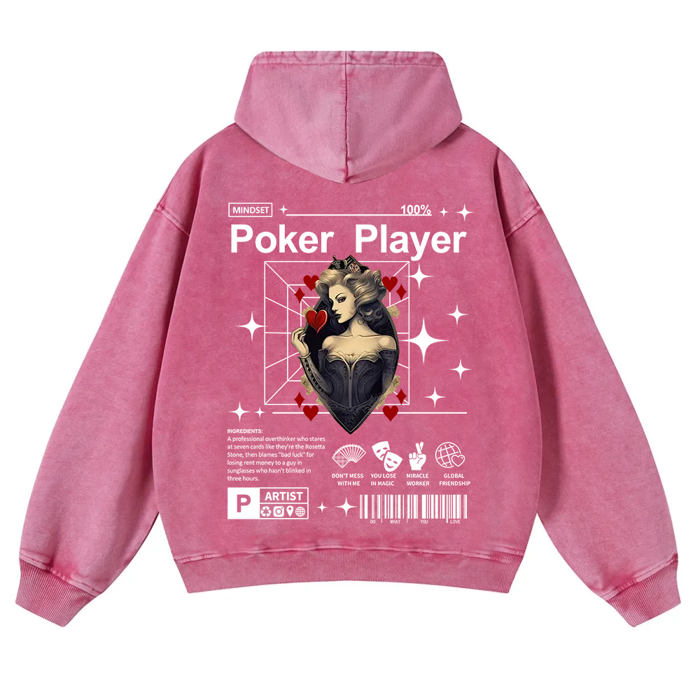 Poker Player  Washed Hoodie wearishow