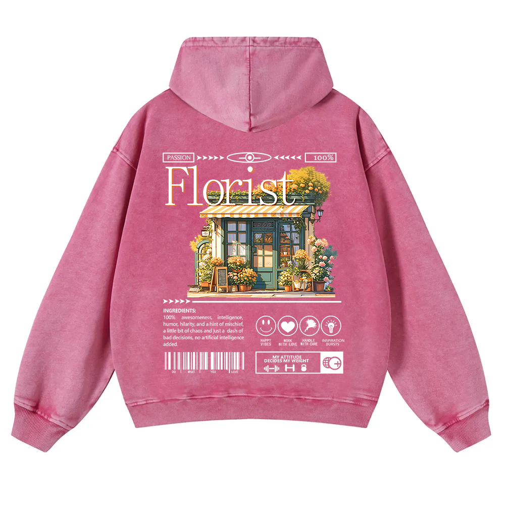 Florist Washed Hoodie wearishow