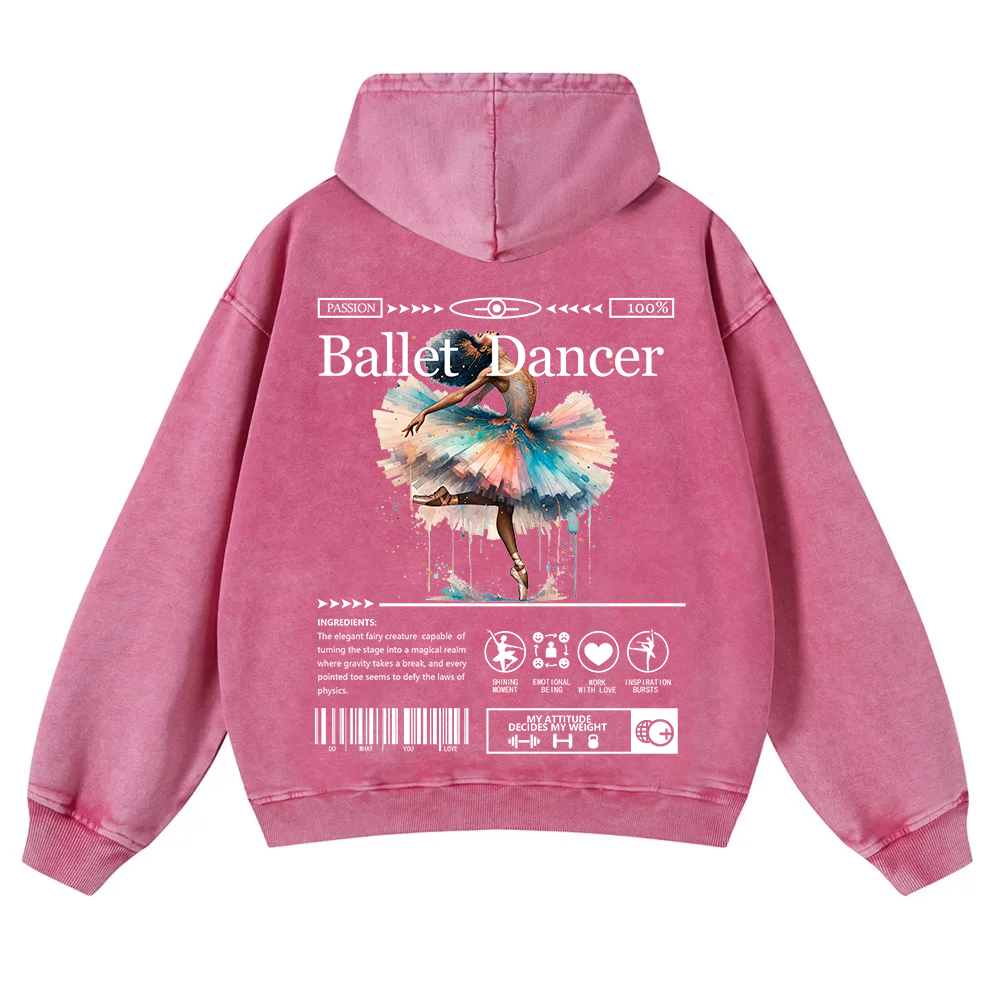 Ballet Dancer Washed Hoodie wearishow