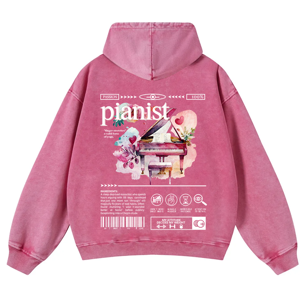 Pianist Washed Hoodie wearishow